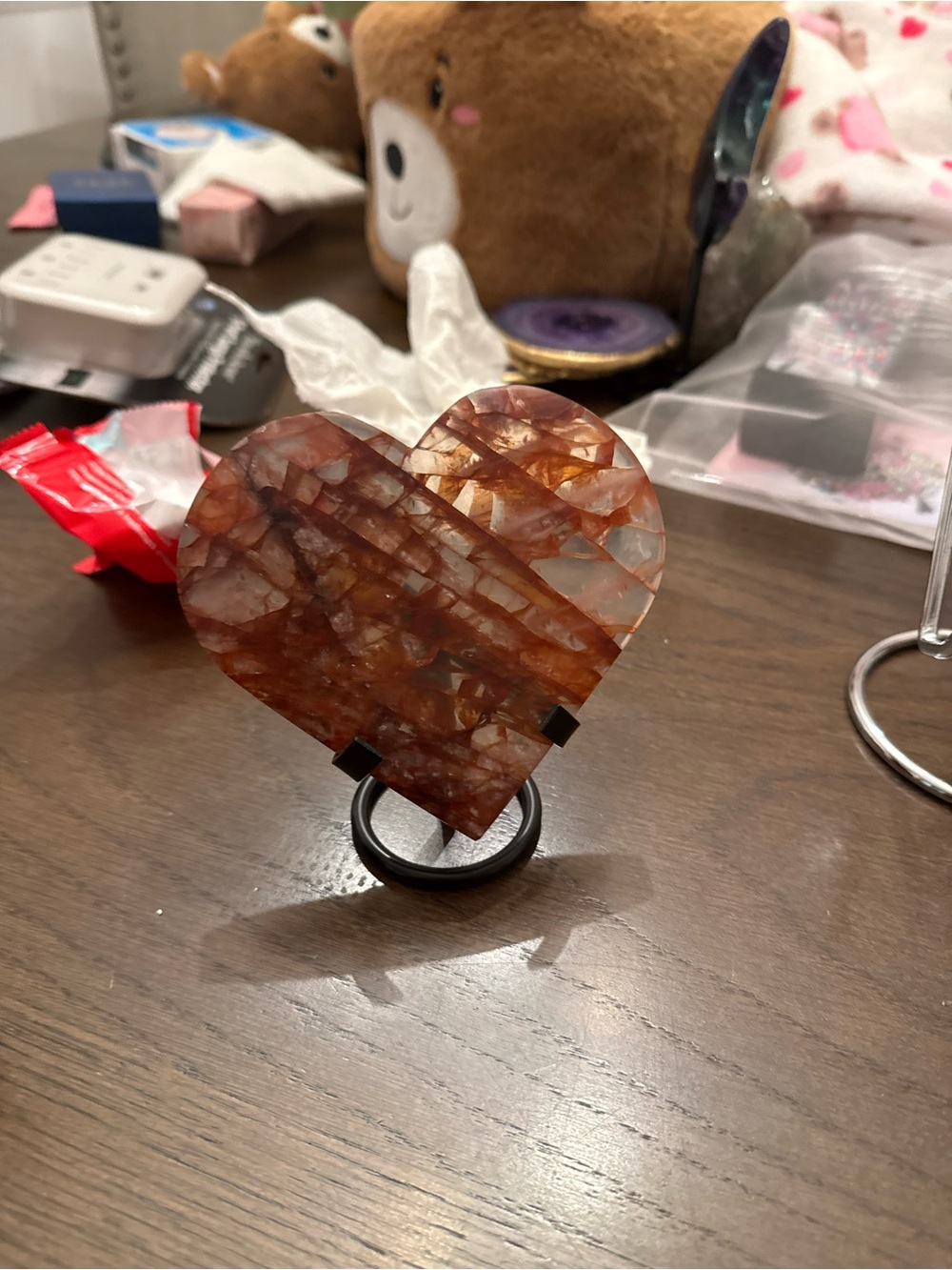 Heart-Shaped Natural Fire Quartz Crystal